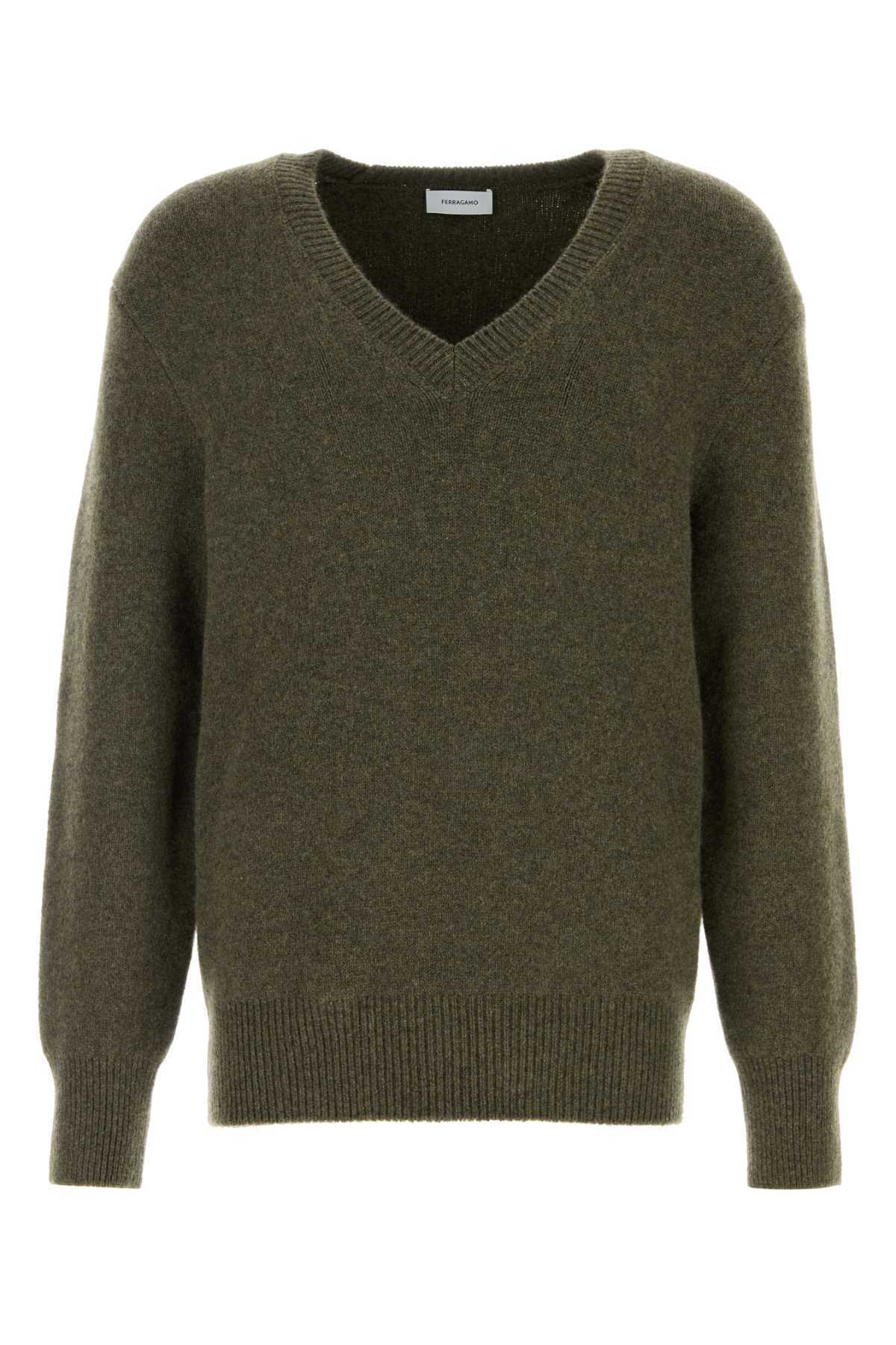 【送料&関税込】Ferragamo Dark Green Cashmere Sweater