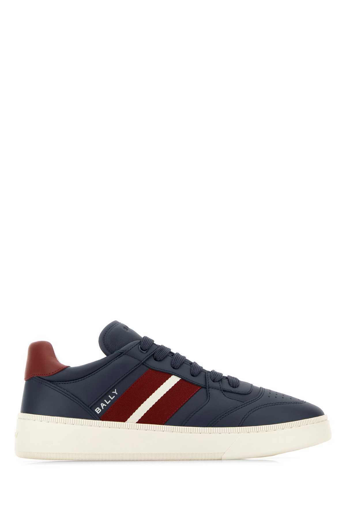 【送料&関税込】Bally Navy Blue Leather Rebby Sneakers