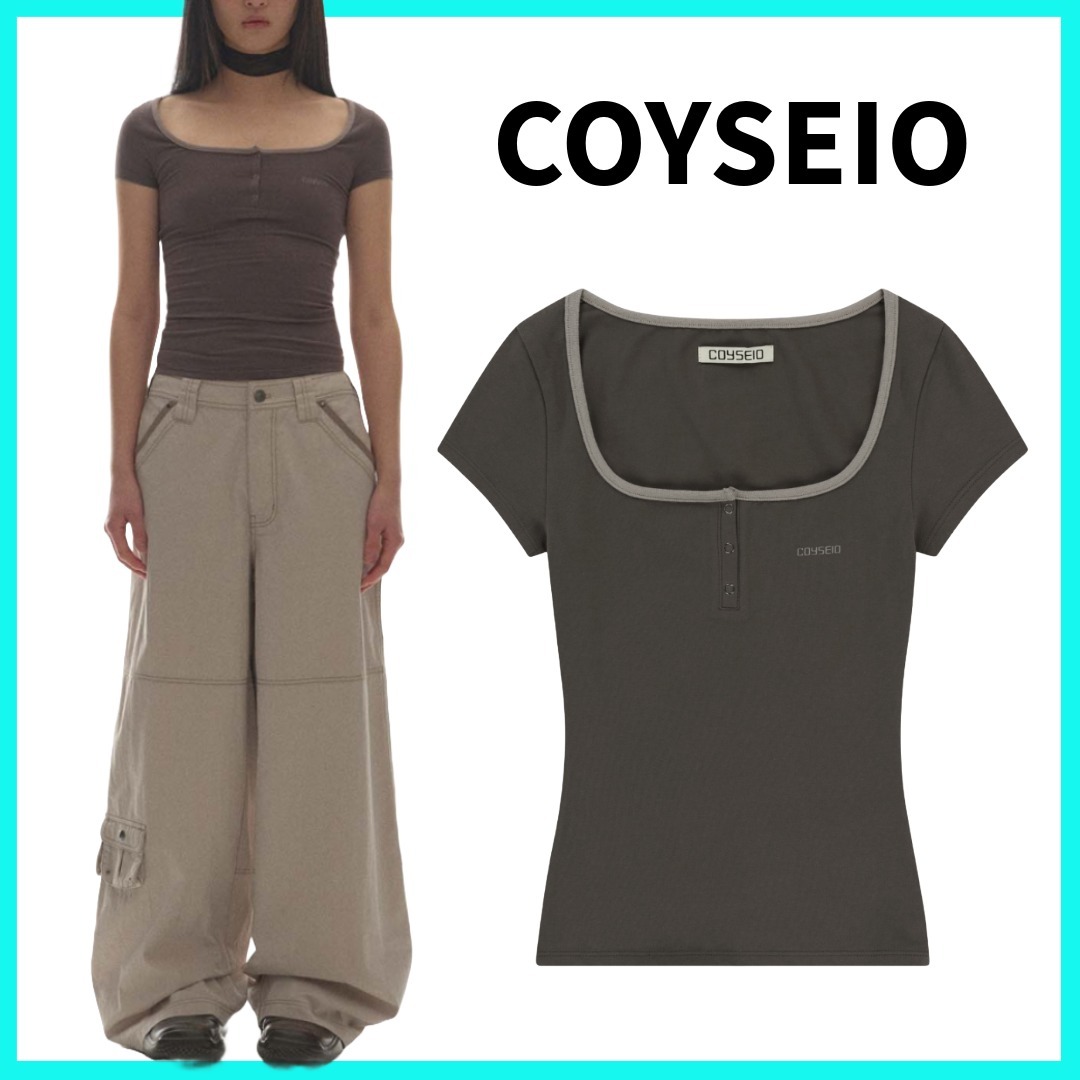 早期完売★COYSEIO★PRONG SNAP MINI LOGO TEE 半袖Brown/追跡可