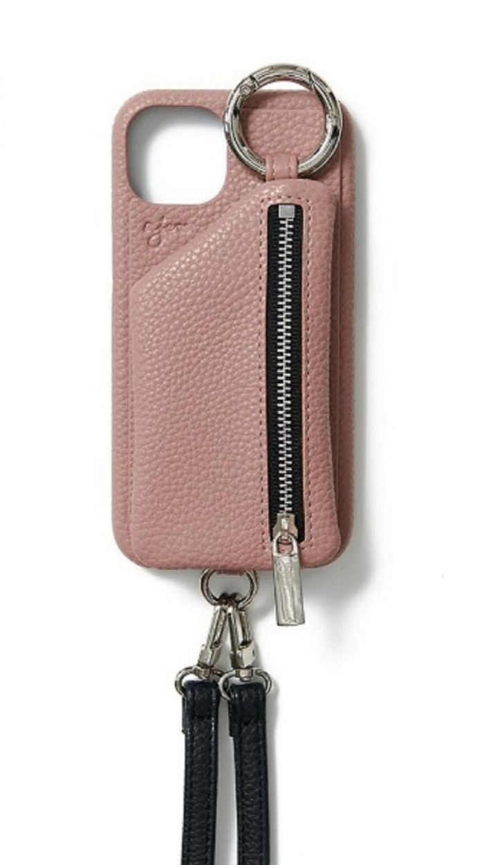 ajew iPhone16 CADENAS ZIPPHONE CASE SHOULDER ピンクベージュ