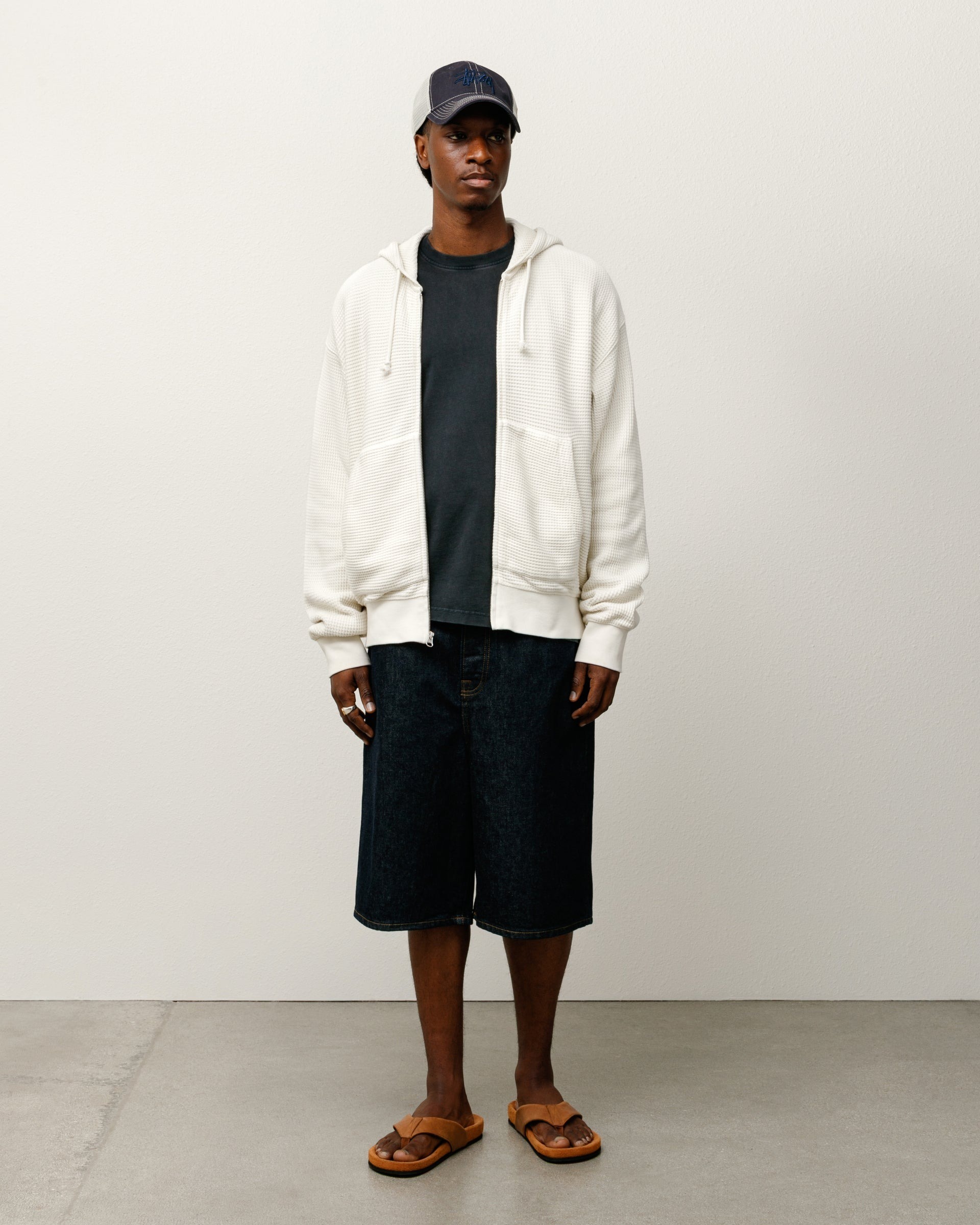 【STUSSY】25ss DOUBLE LAYER WAFFLE ZIP HOODIE ジップアップ Double Layer Waffle Zip Hoodie – Black | Tops | Stüssy
