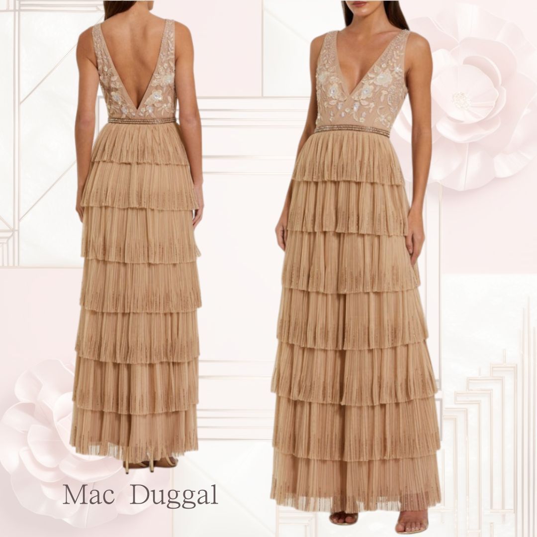 【Mac Duggal 】上品♪ビーズメッシュドレス