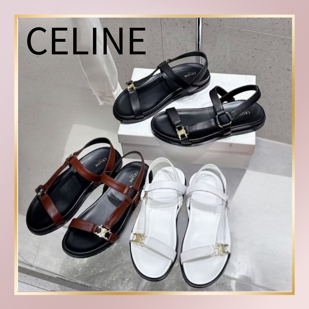 夏に最適◎【CELINE】 モード サンダル ゴールド トリオンフ