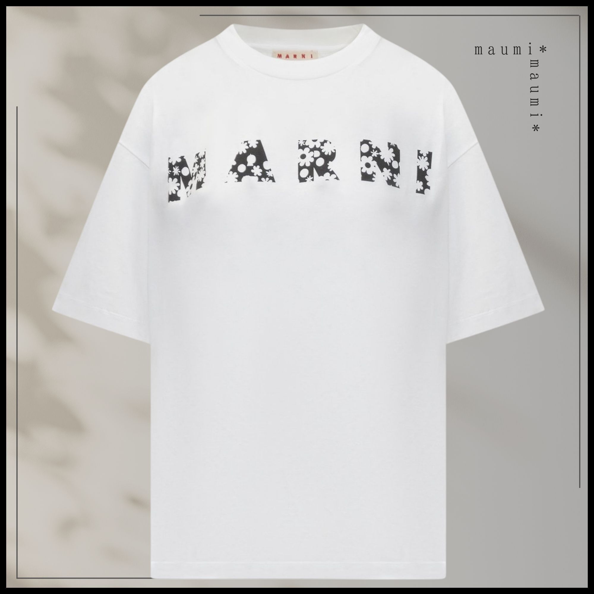 MARNIマルニ マルニ Pop Fields ロゴ入り コットン Tシャツ 半袖