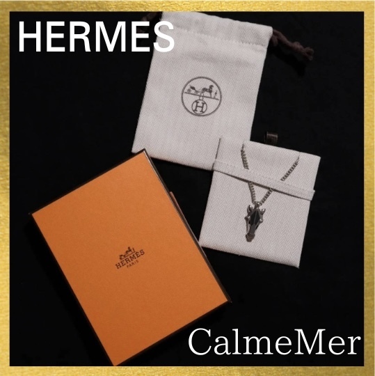 【HERMES】 ☆ ネックレス 黒曜石 Destrier Minerale ☆