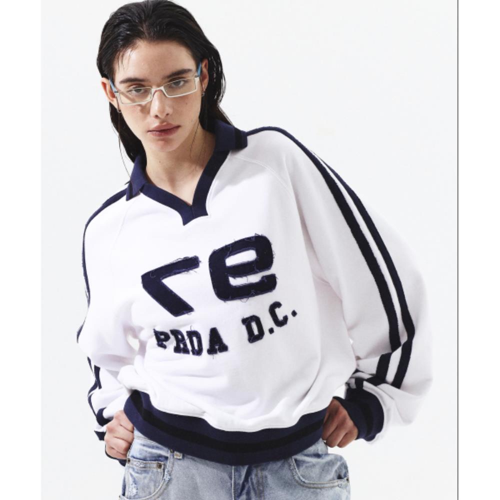 ◇PRENDA◇ PRENDA LOGO TAPE APPLIQUE SWEATSHIRTS SNOW WHITE