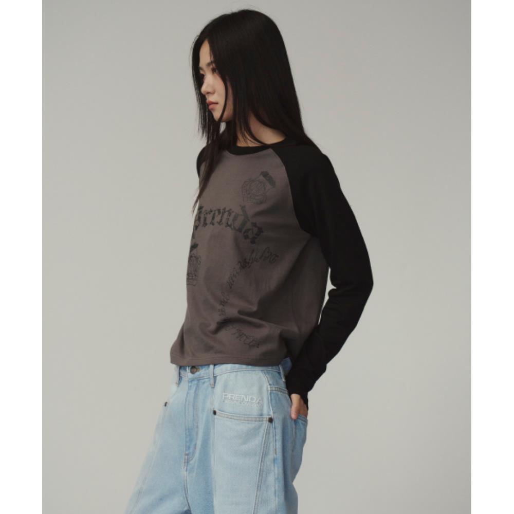 ◇PRENDA◇ VINTAGE LOGO RAGLAN LONG SLEEVE CHARCOAL