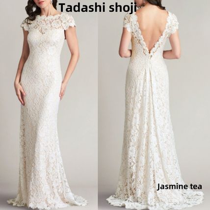 タダシショージ　レース　オフホワイト　パーティドレス タダシショージ ロングドレス ホワイト レース