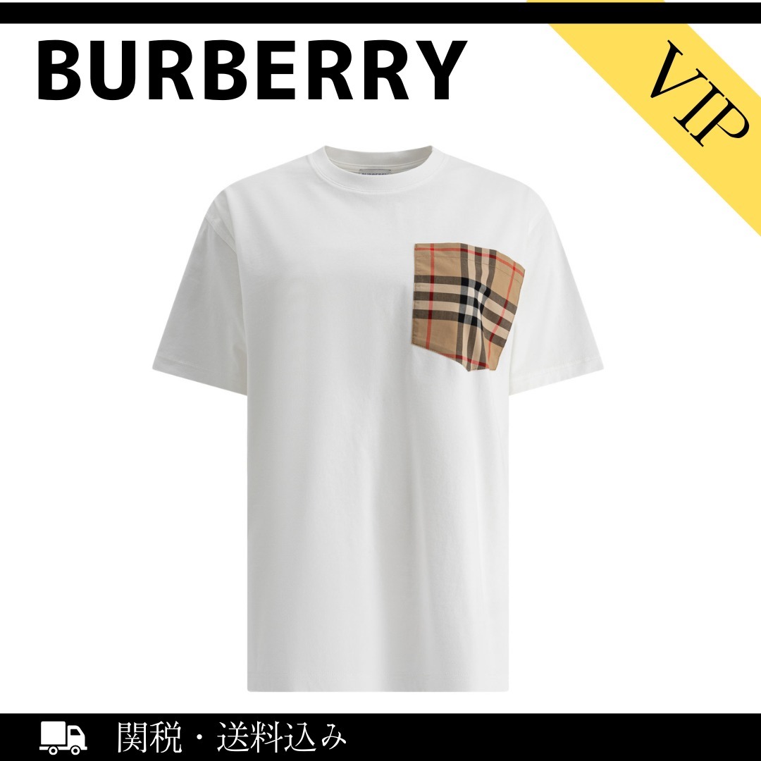 関税送料込【Burberry】 チェックポケットコットンTシャツ