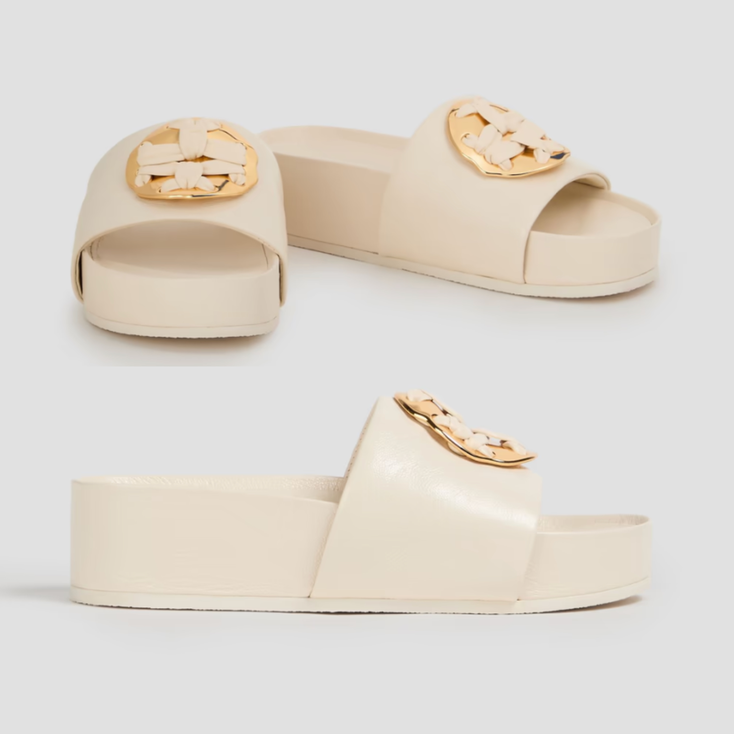 VIP価格★TORY BURCH レザー プラットフォーム スライドサンダル