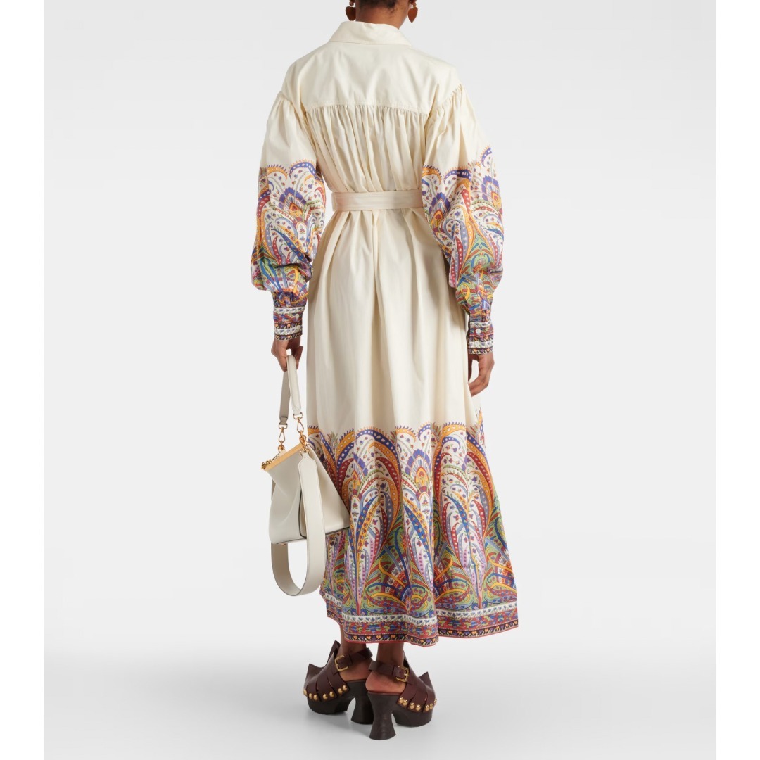 関税送料込【ETRO】ロング ワンピース 花柄 Aライン ホワイト 関税送料込【ETRO】ロング ワンピース 花柄 コットン ホワイト