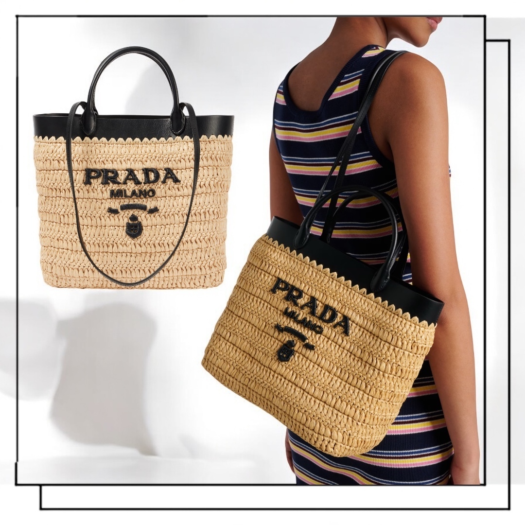 国内発】PRADA スモール クロシェ x レザー トートバッグ (PRADA