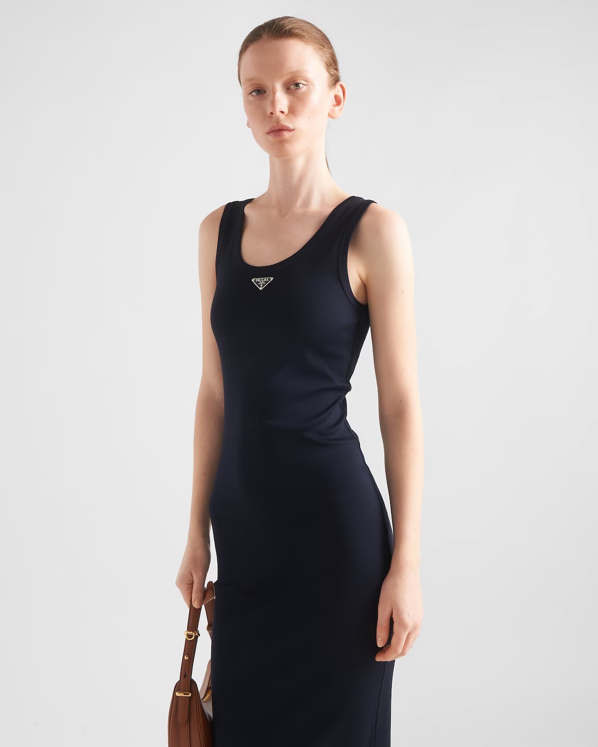 《大人カジュアル》【PRADA】リブニットコットンドレス