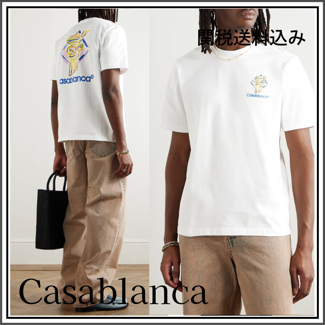 【関税送料込み】Casablancaダイヤモンド コラム Tシャツ