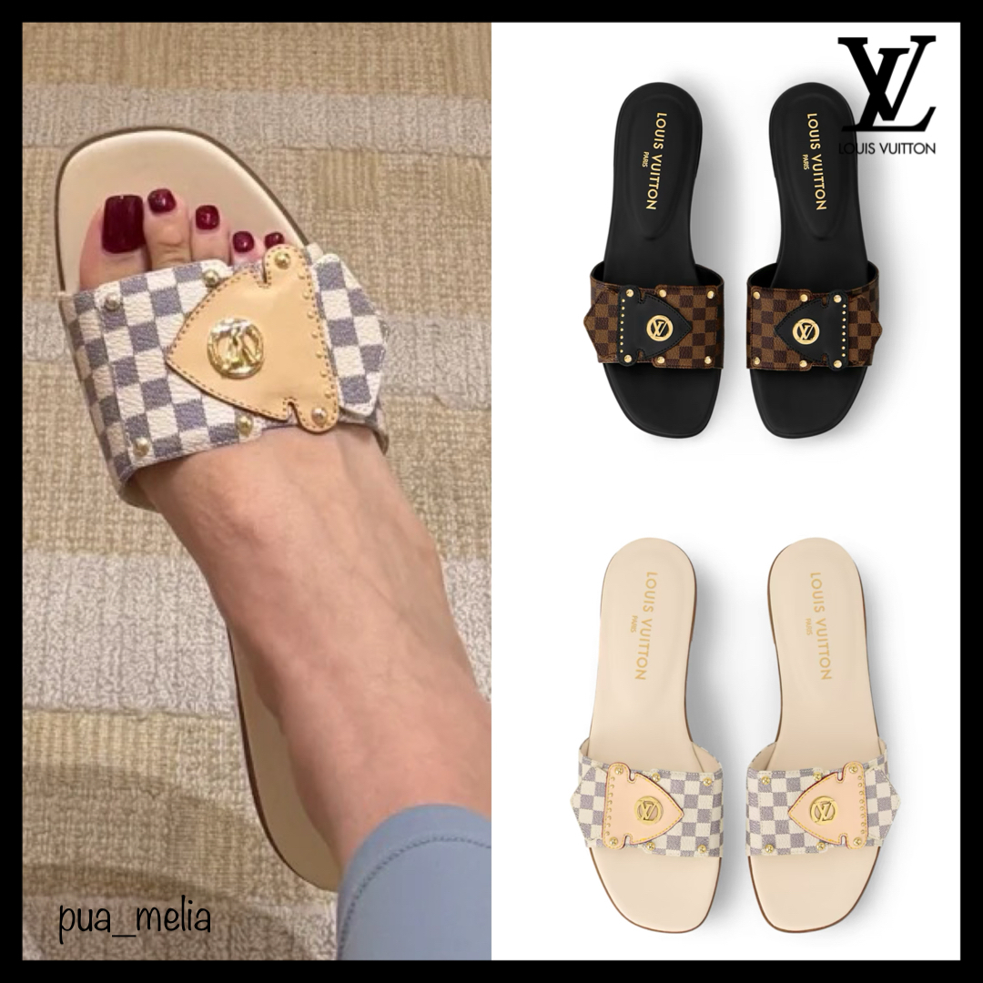 日本未入荷【Louis Vuitton】ダミエ フレームフラット ミュール