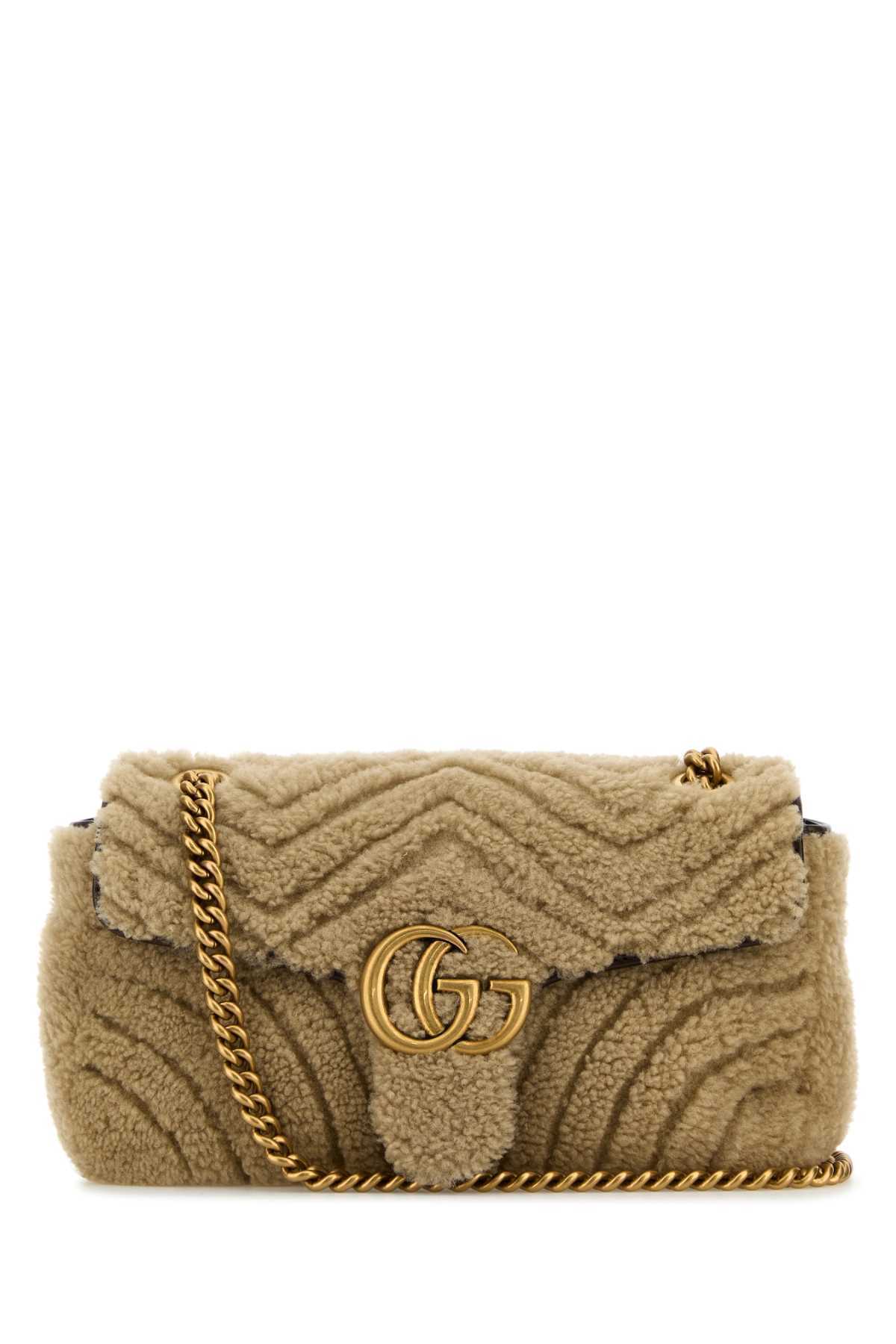 【関税&送料込】Gucci Beige Shearling Small Marmont Shoulder