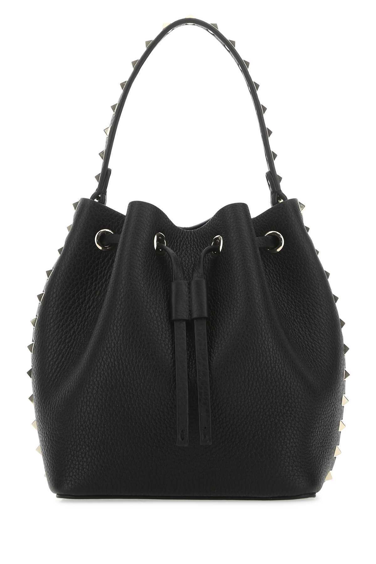 【関税&送料込】Valentino Garavani Black Leather Rockstud Bu
