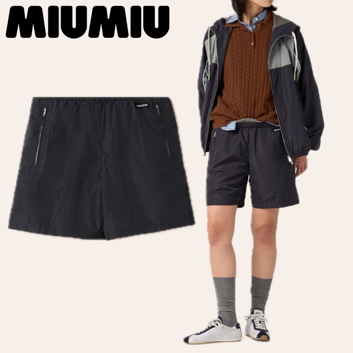 【MIUMIU】ミュウミュウ テクニカルシルク バミューダショーツ