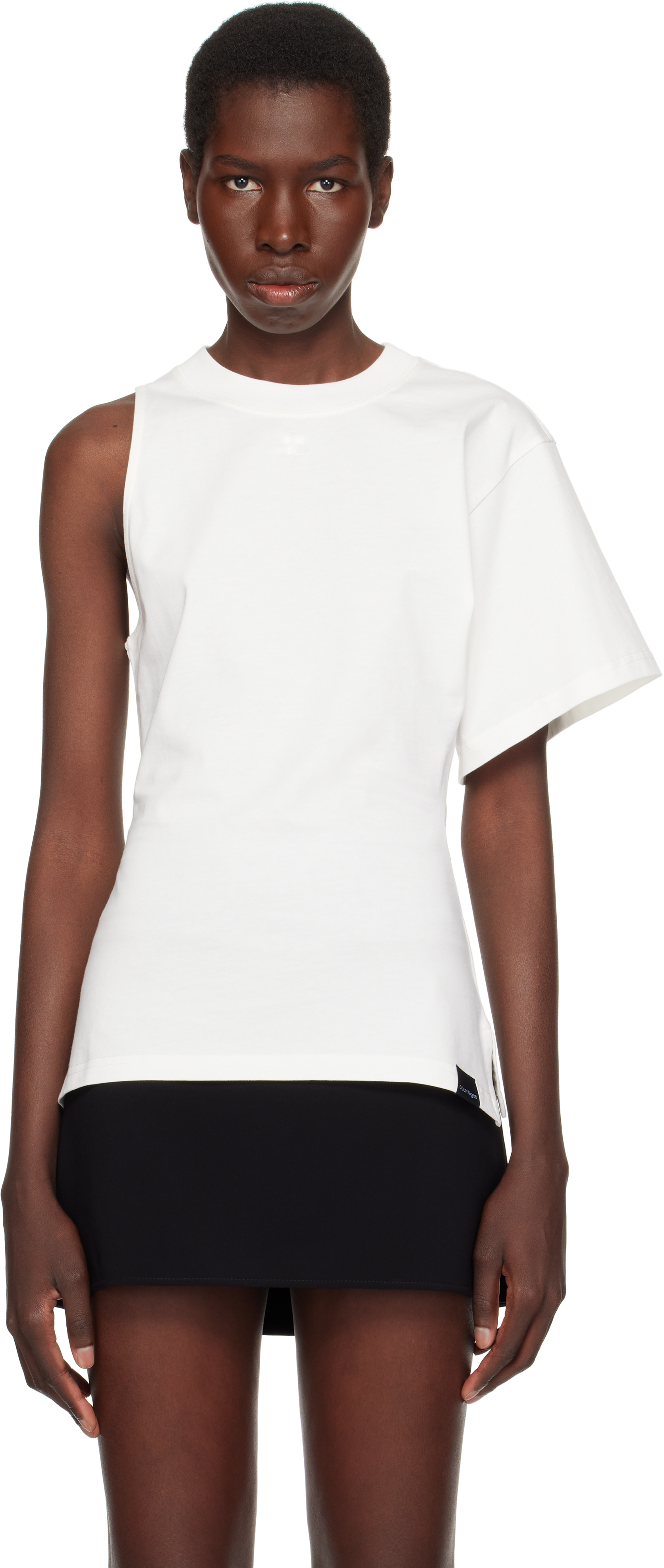 【関税込み】Courreges ホワイト Scuba One-Sleeve Tシャツ