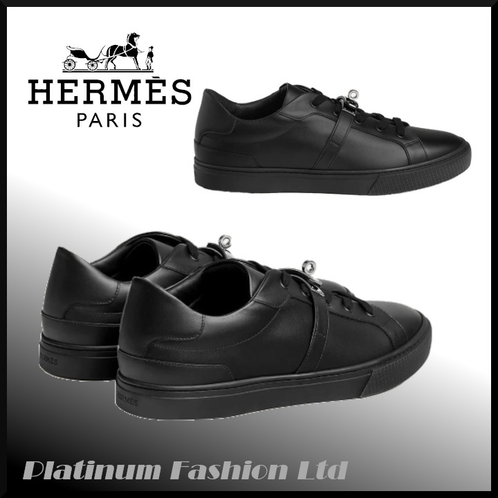 希少品◆送料込♪【HERMES】デイ スニーカー ブラック calfskin