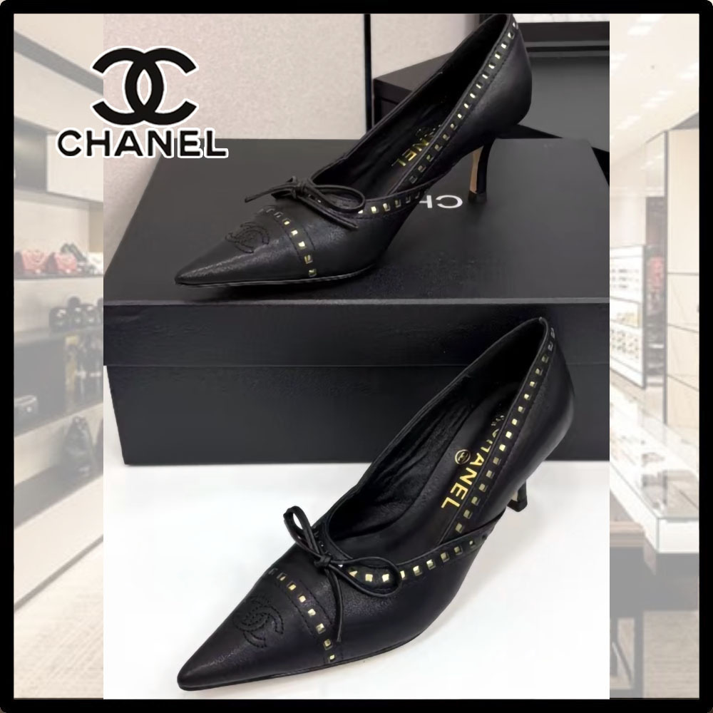 【美しいシルエット☆上品ブラック】★CHANEL★パンプス