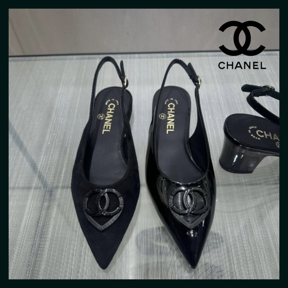 【ハート×CCロゴ】 CHANEL スリングバック シューズ パンプス