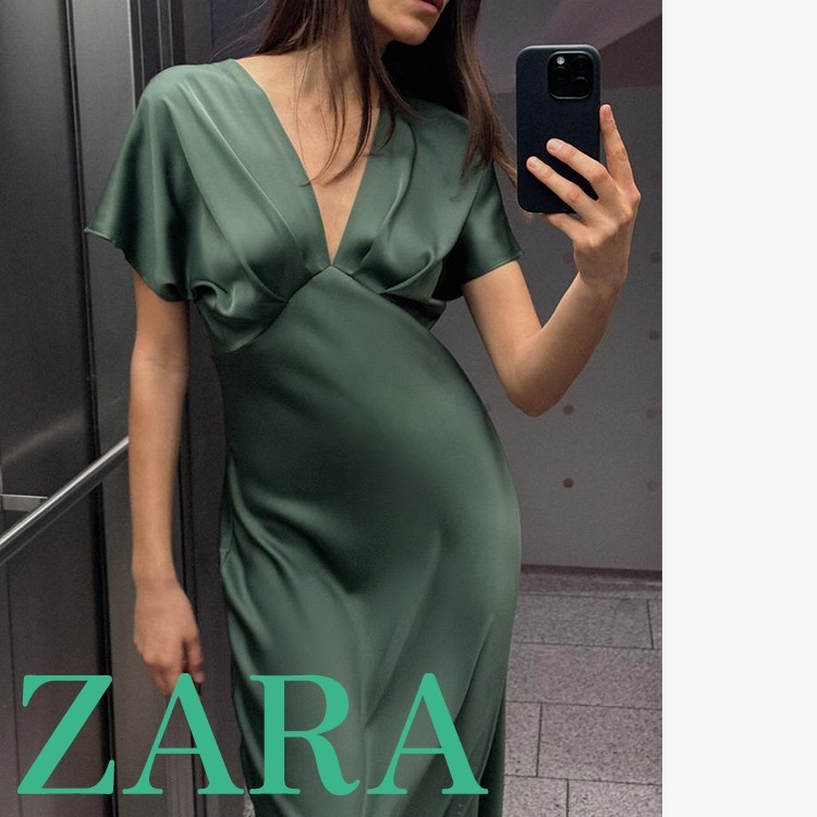 【ZARA】サテン ミディワンピース 2330/399/502