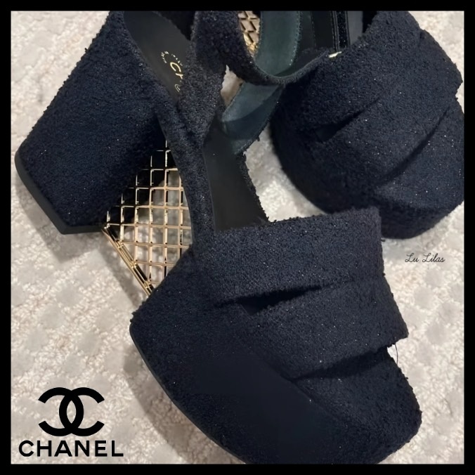 【厚底で足長効果★】CHANEL サンダル ツイード