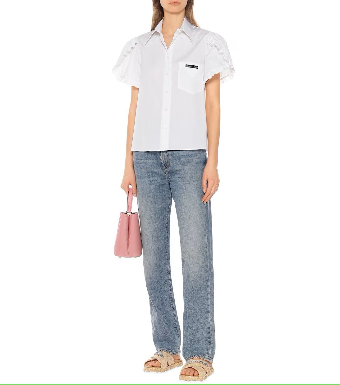 【トレンディ】PRADA クリスタル付ストローサンダル ナチュラル トレンディ】PRADA クリスタル付ストローサンダル ナチュラル