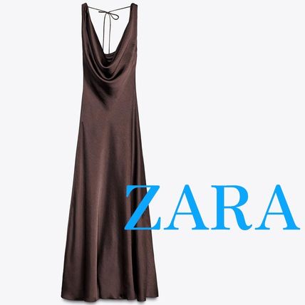 【ZARA】ZWコレクション サテンロングワンピース | 2590/987/600 ロング丈サテンワンピース - ブラック | ZARA Japan / 日本
