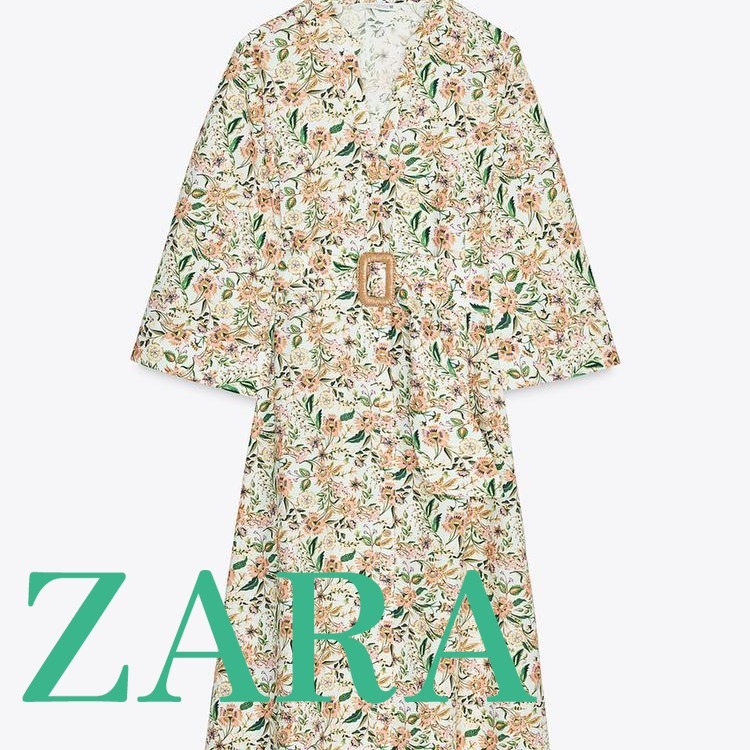 【ZARA】プリント ポプリンミディワンピース 2298/075/330