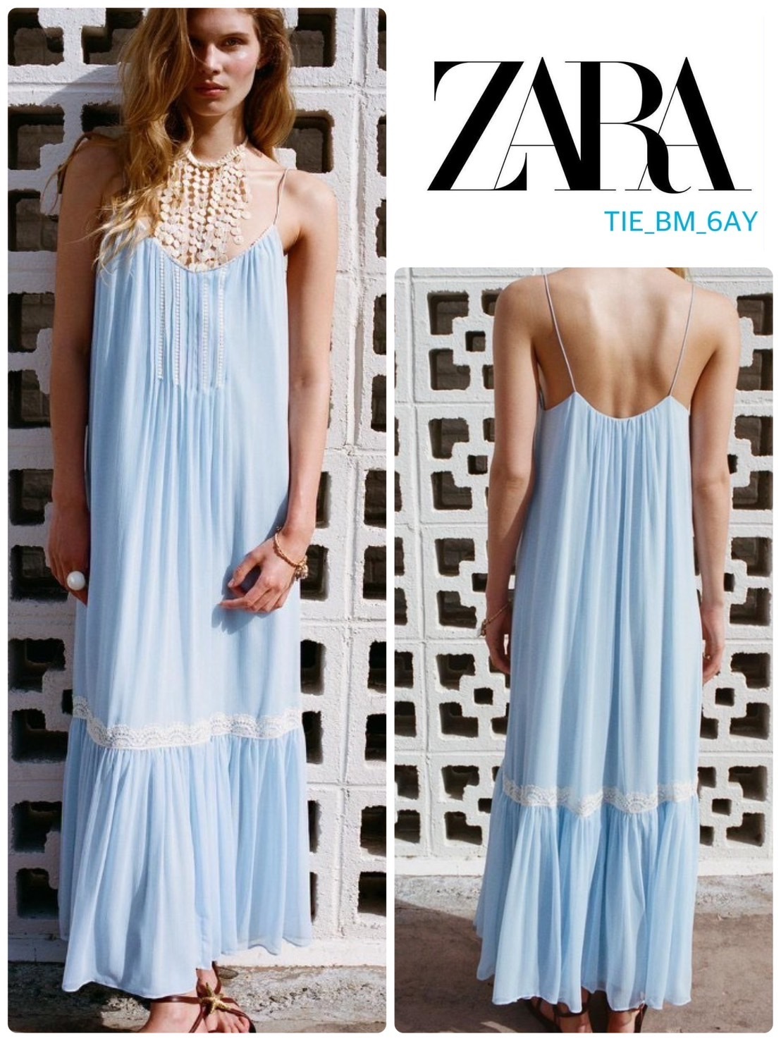 スペイン発送 ZARA ランジェリーミディドレス 上品カジュアル