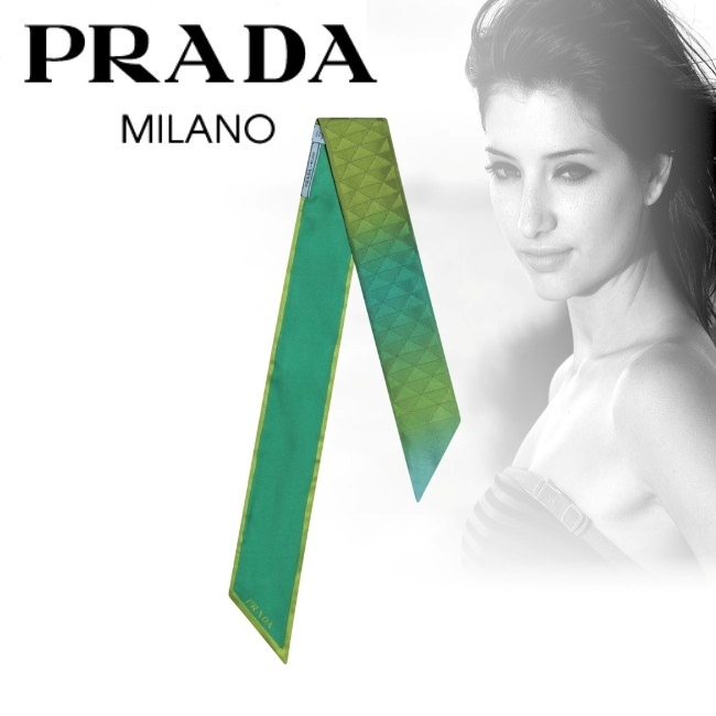 正規店買付【PRADA】シルクツイル ライム リボン