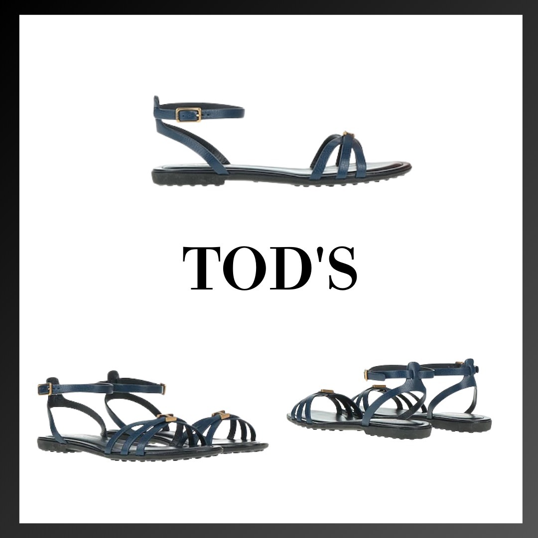 ＊TOD'S＊ ロゴ レザー サンダル