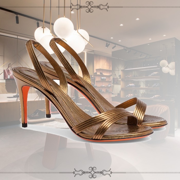【★完売必至★】Santoni ☆ レザー ミドルヒールサンダル