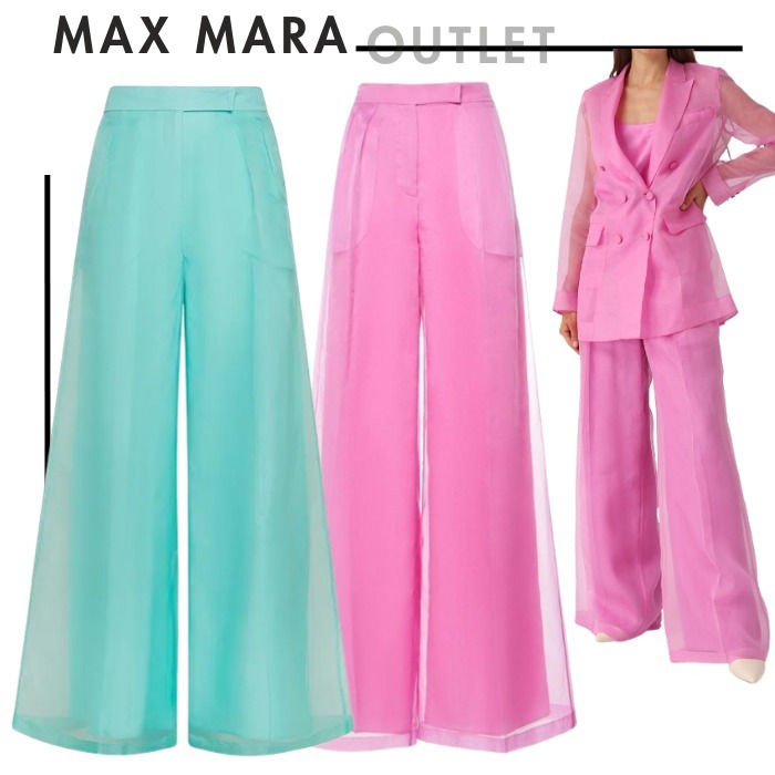 MaxMaraアウトレット●上品シアー シルクオーガンザワイドパンツ