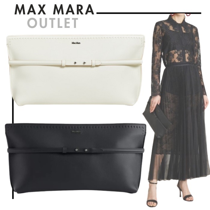 MaxMaraアウトレット●2WAY レザークラッチバッグ ハンドバッグ