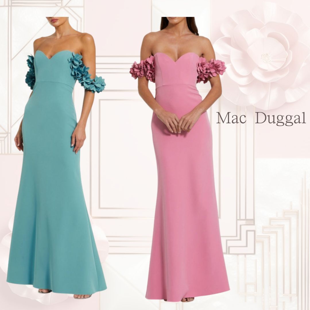 【Mac Duggal 】3Dフラワー付き♪オフショルダードレス