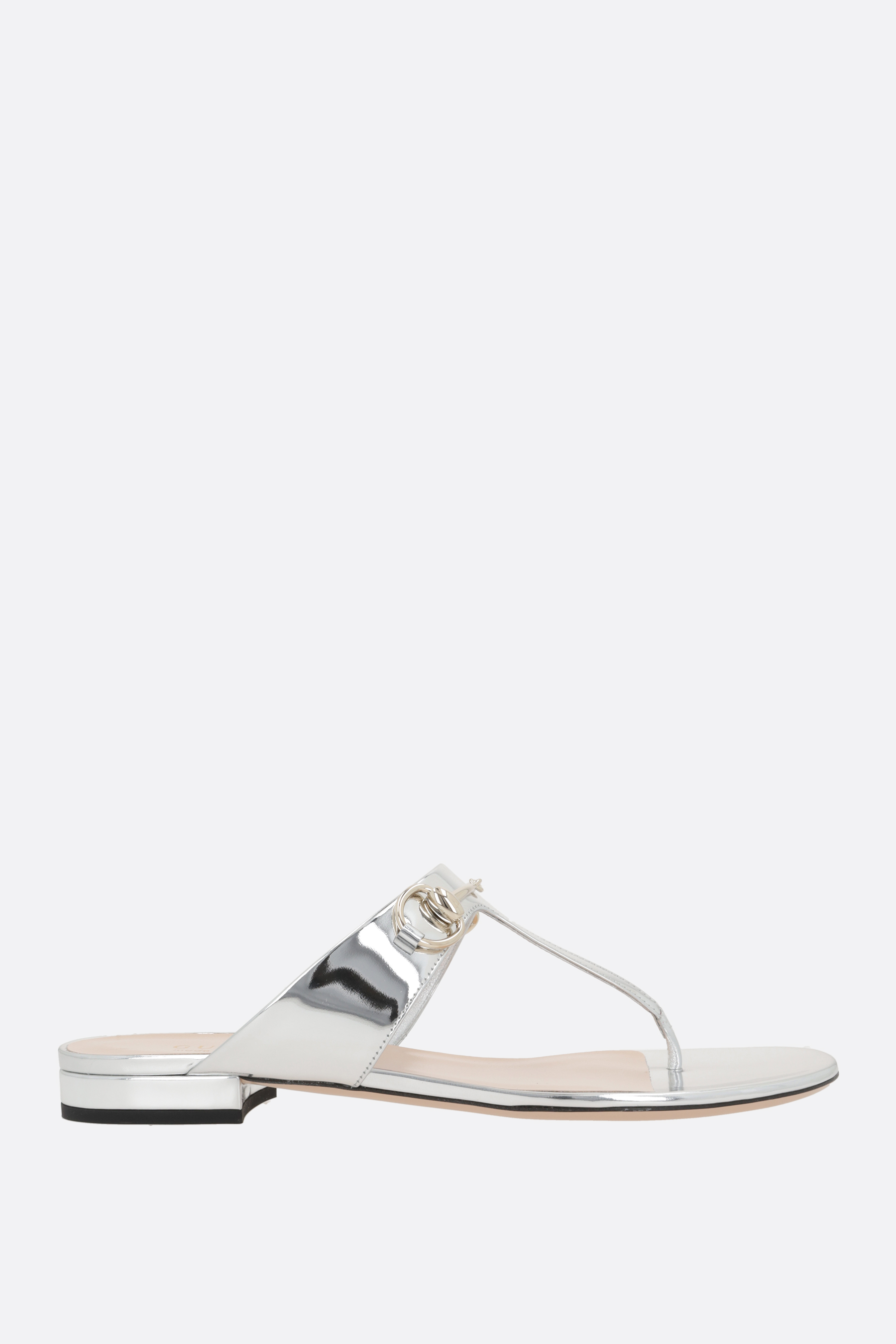 【関税&送料込】Gucci Horsebit Thong Sandals In Laminated Le