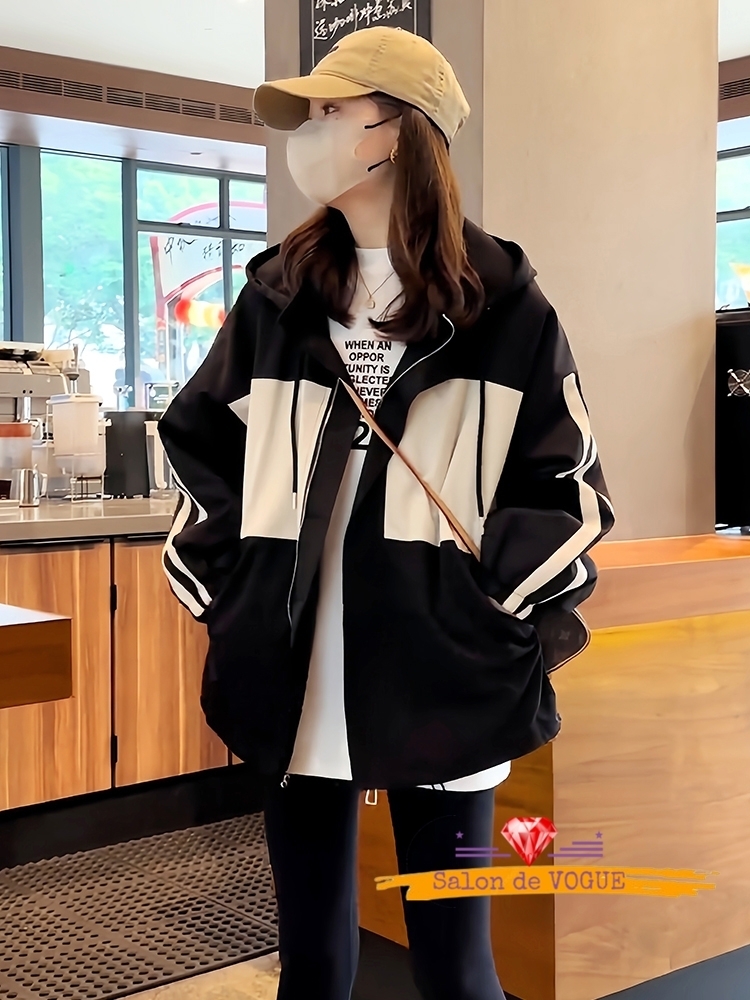 ジャケット コート フーディ バックロゴ バイカラー カジュアル