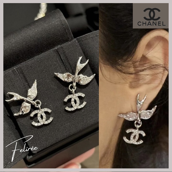 《バードモチーフが可愛い☆》CHANEL ピアス CCロゴ