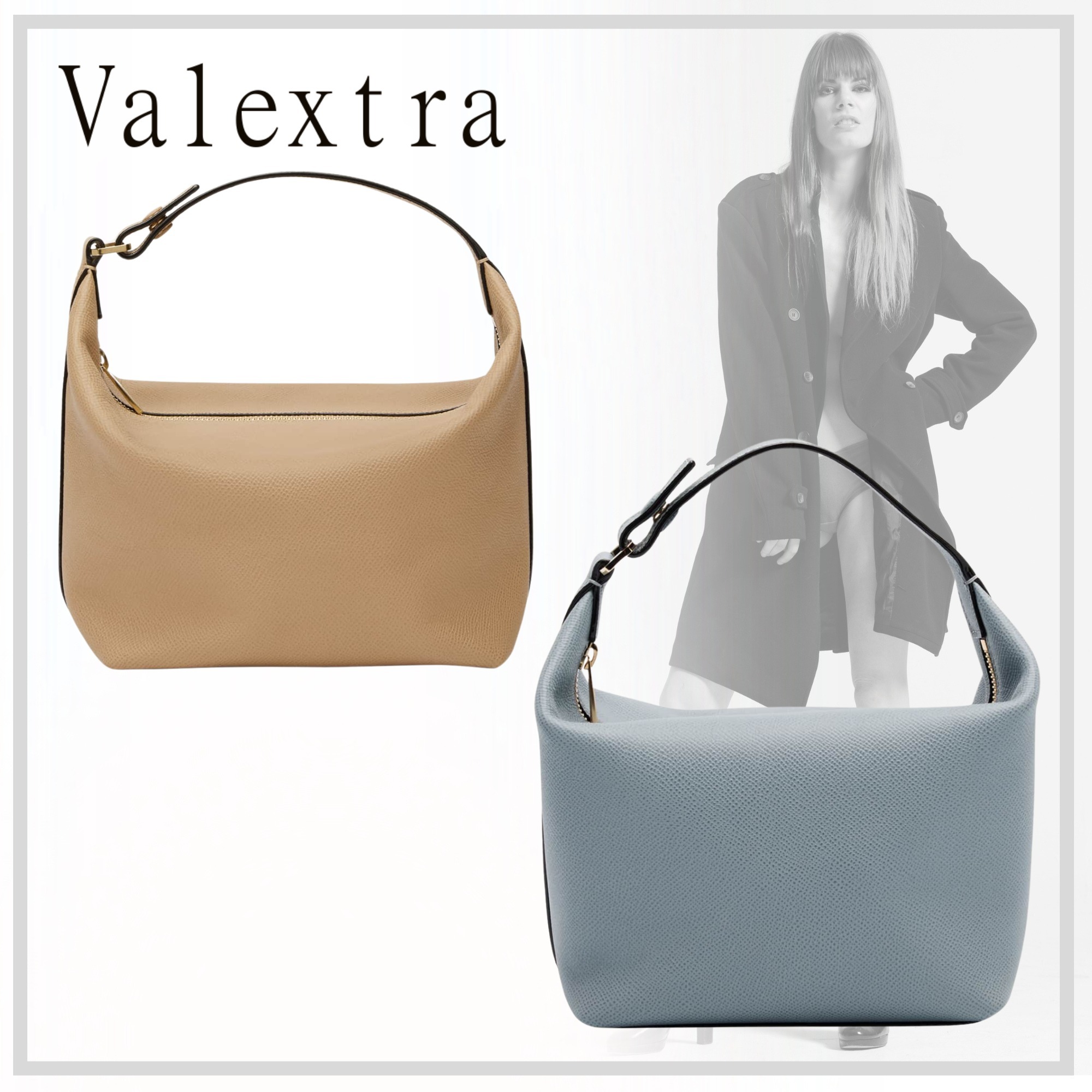 幅広い使用用途で【VALEXTRA】Mochi Pouch トップハンドルバッグ