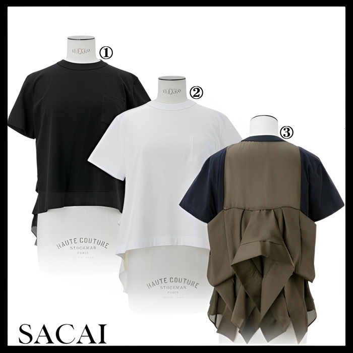 sacai 国内買付 Satin x Cotton Jersey T-Shirt
