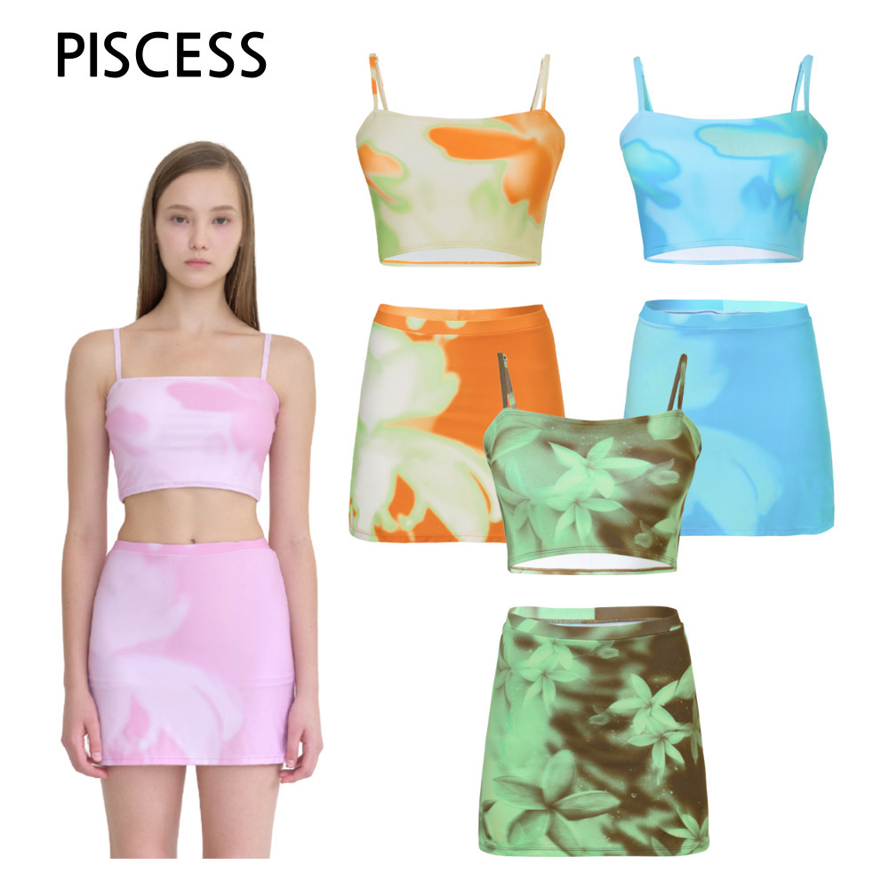 ★PISCESS★ Flower Tube Top Skirt Set 4色 【送料0/関税0】