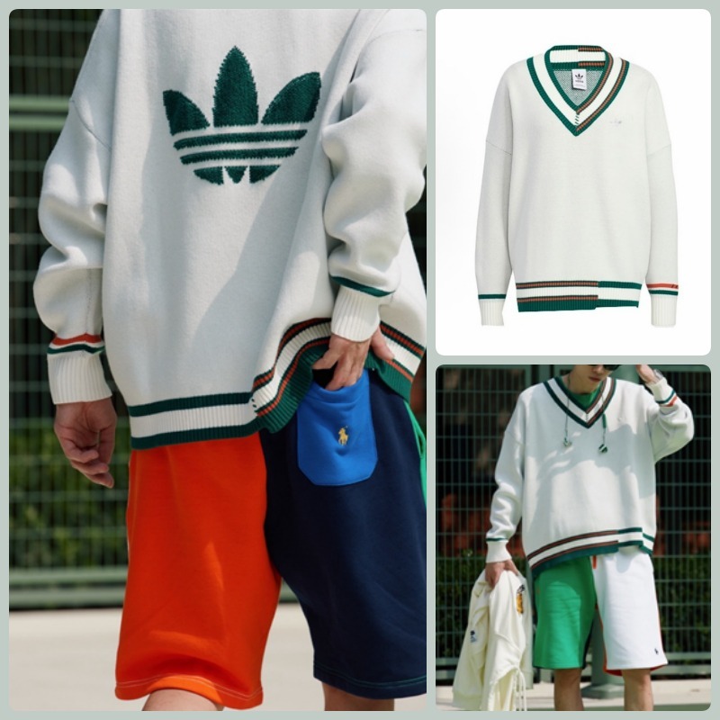 【adidas】トレンド感◎ロゴVネックニット ★韓国で大人気！