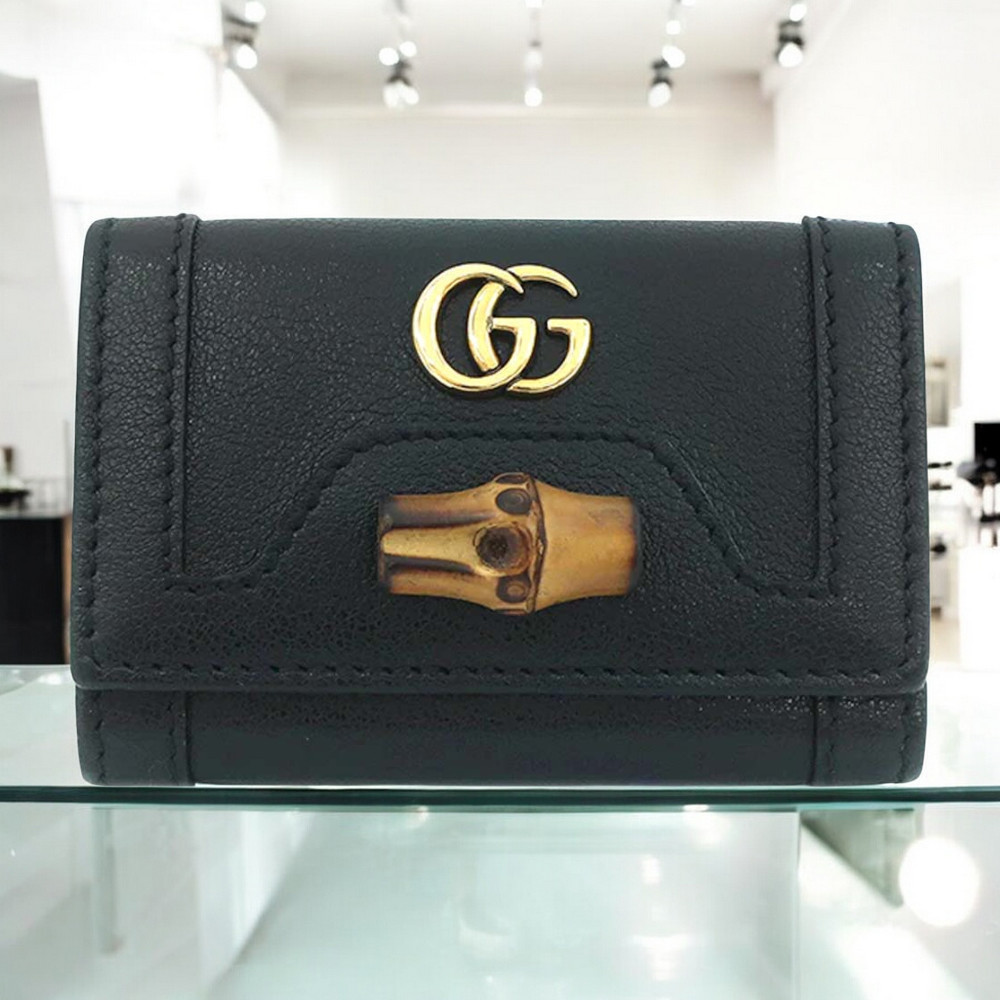 グッチ GGマーモント バンブー 6連 ブラック レザー キーケース