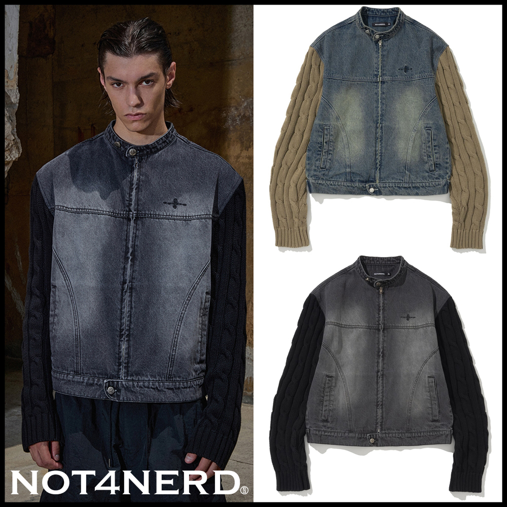 NOT4NERD ■ Knit Sleeve Denim Jacket