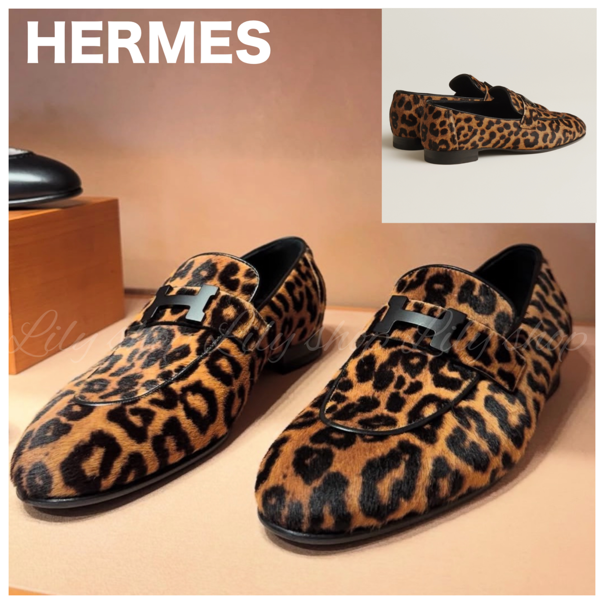 【レオパードが目を惹く♡】HERMES モカシンパリ