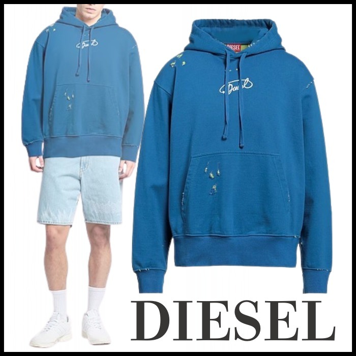 【関税込】DIESEL ディーゼル スウェット 人気 ロゴ フード付き