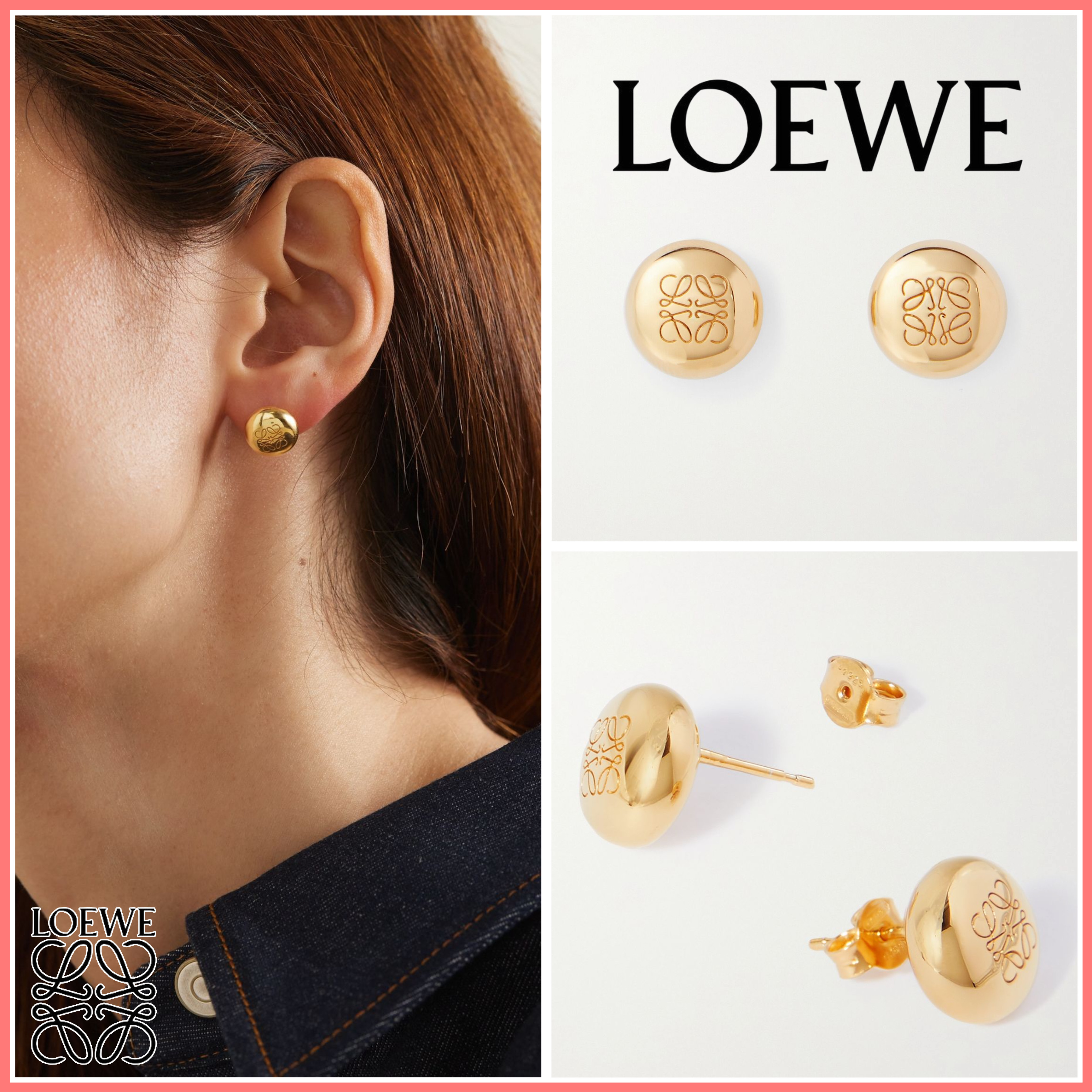 【関税込み】☆LOEWE☆ アナグラム刻印 ペブル ゴールドピアス